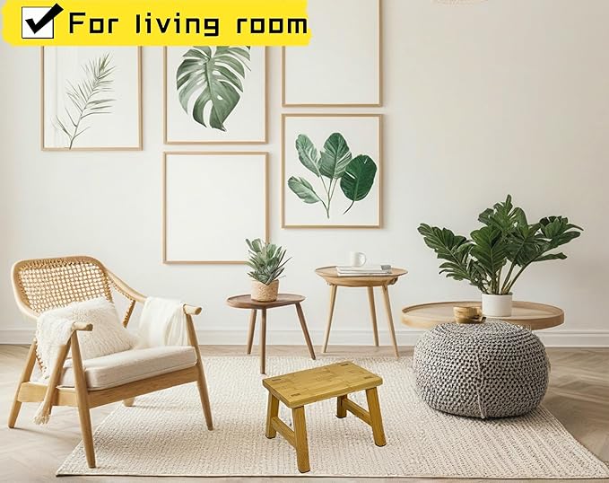 8'' Wooden Step Stools(2 Pack), Preassembled Kids Step Stool with Anti-Slip Bottom, for Toilet Potty Training, Bathroom Sink, Toddler Shower, Kitchen Counter(Natural)