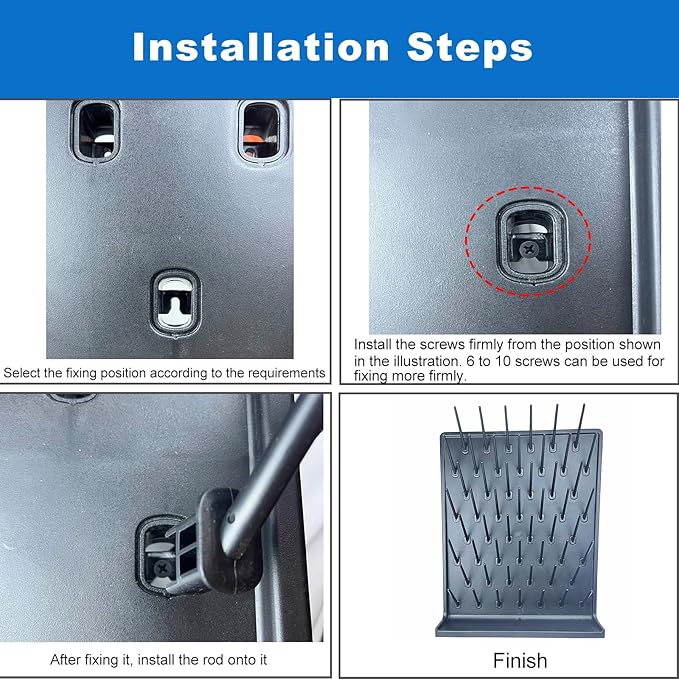 Lab Drying Rack 52 Pegs Laboratory Cabinets Glass Drying Racks Wall-Mount Black Cleaning Frame for School Laboratory Utensils Hidden Installation