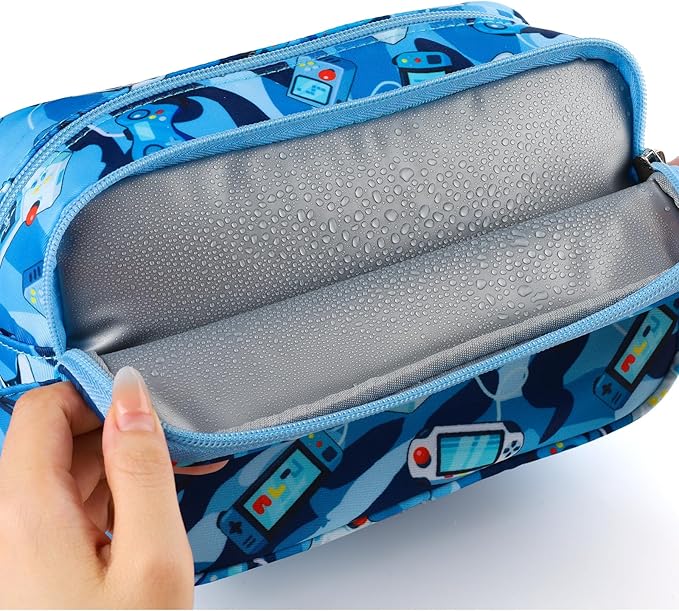 Kids Toiletry Bag for Boys, Travel Toiletry Bag for Little Young Boys Waterproof Hanging Wash Bag Toddler Traveling Toiletries, Games Camo Blue