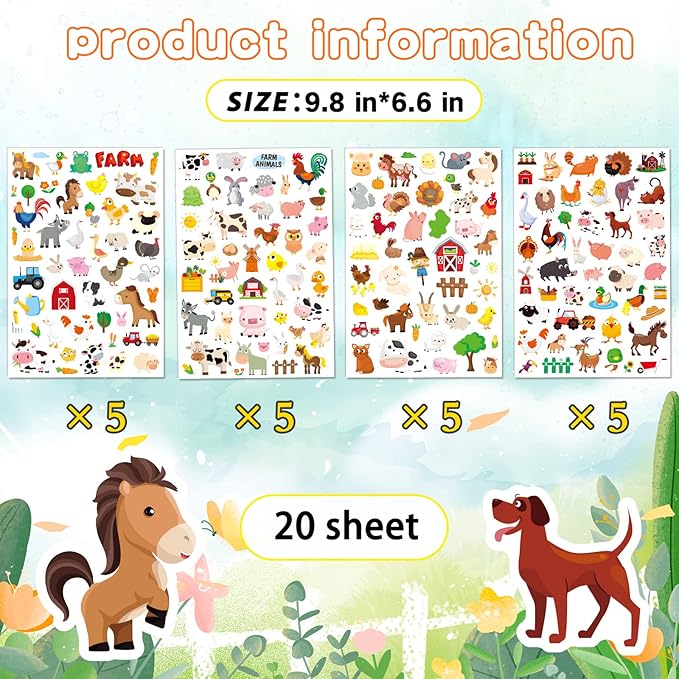 Farm Animal Stickers Cute Farm Barnyard Cow Sheep Horse Decal Sticker 875 Counts Party Gifts Goodie Bags Decor School Reward Birthday Party Favors Water Bottle Sticker Laptop Invitation Decor