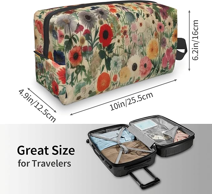 Colorful Floral Toiletry Bag for Women Men Portable Travel Wash Bag Waterproof Gym Shaving Toiletries Cosmetic Organizer Bag, Shower Bathroom Toiletries Accessories Makeup Bag with Handle