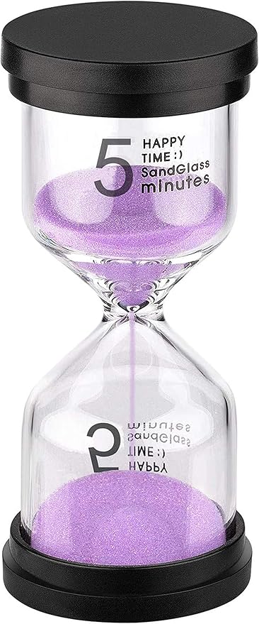 SuLiao Sand Timer 5 Minute Hourglass: Plastic Sand Clock, Purple Sand Watch 5 Min, Small Reloj De Arena Five Minutos, Colorful Sandglass for Kids, Games, Classroom, Kitchen, Decorative