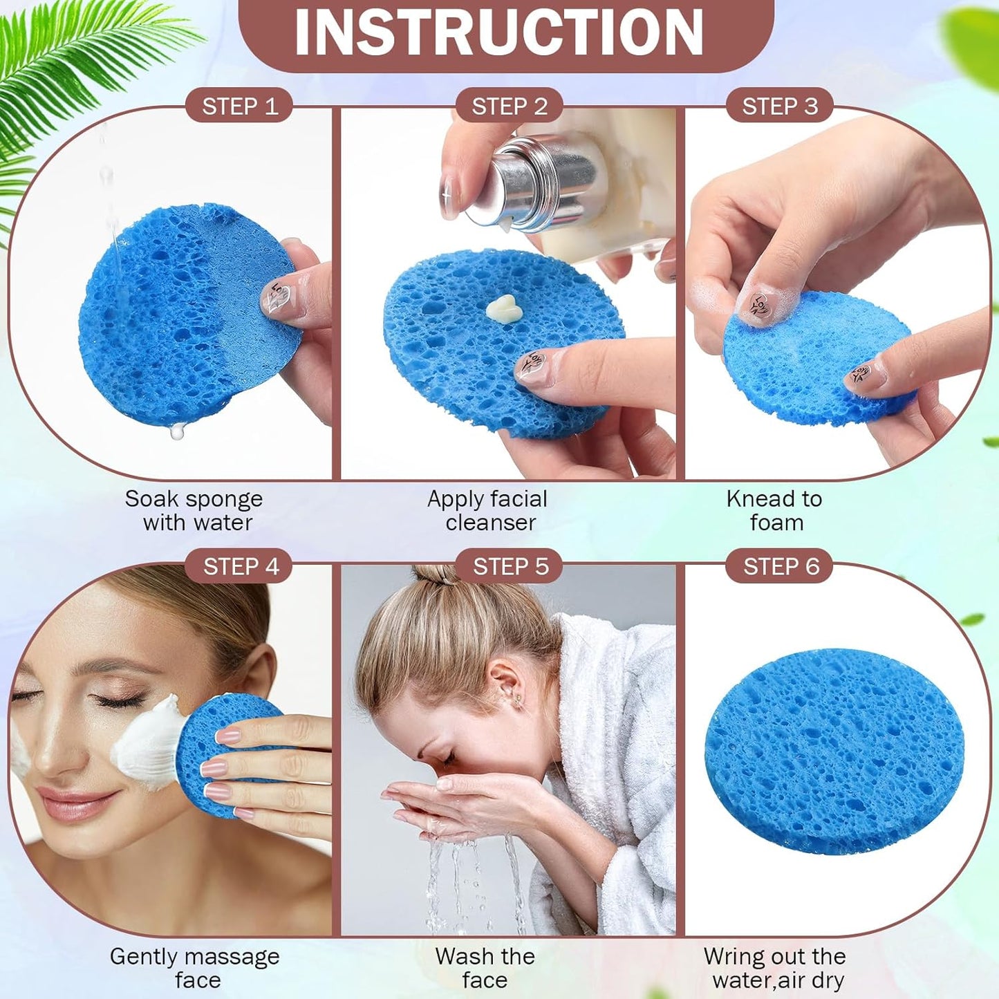 300 Count Compressed Facial Sponges Natural Face Sponges for Cleansing Disposable Facial Exfoliating Pads for Estheticians(Colorful)