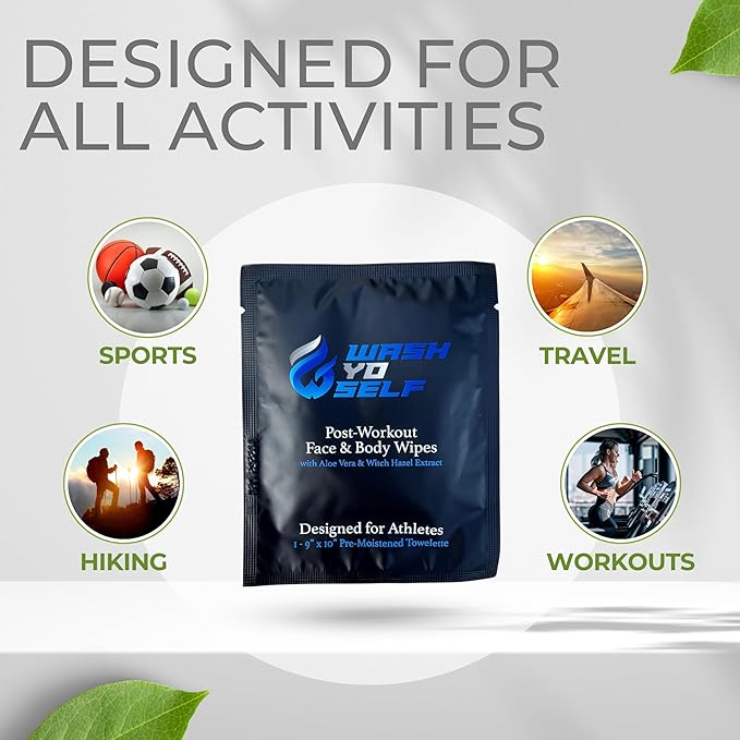 Wash Yo Self Body Wipes - Individually Packaged Disposable Wet Wipes for Kids and Adults – 40 pack