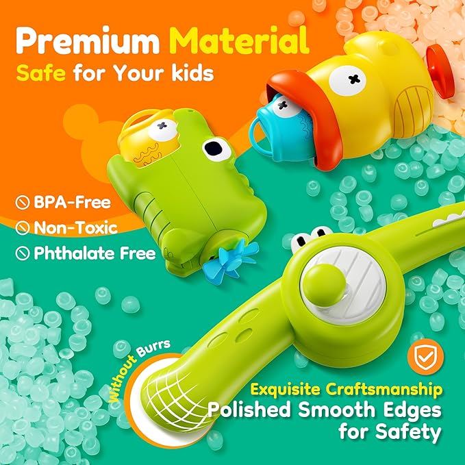 Mold Free Kids Bath Toys - Toddler Fishing Game with Fishing Net, Birthday Gift for Boys and Girls Ages 3-5, Great Water Toy for Bathtub, Swimming Pool, and Beach Fun