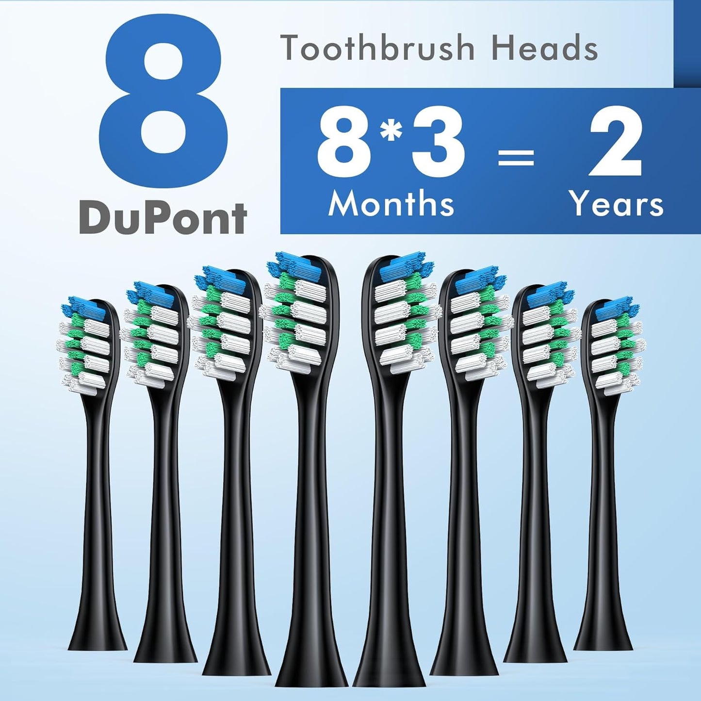 Electric Toothbrush with 8 Brush Heads, Sonic Electric Toothbrush with Fast Charge 4 Hours Last 60 Days, 2-Min & 30s Smart Timer, IPX7 Waterproof (Black)