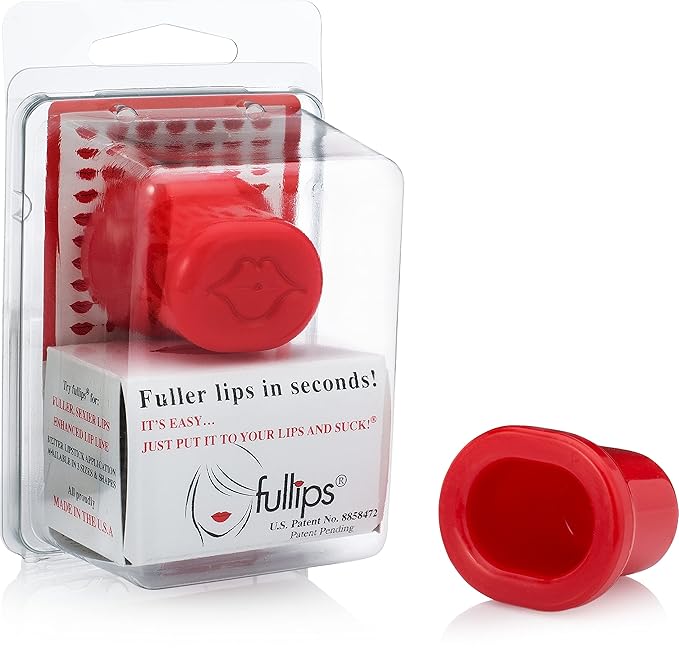 Lip Plumper Tool - Small Oval with Bonus Medium Oval Enlarger - Self Suction Plumping Device For Fuller Lips - Plump in Seconds - Natural Instant Lip Enhancement Kit - Red Plastic Plumpers