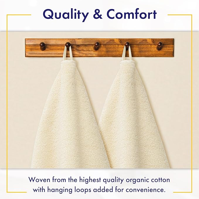 100% Organic Zero-Twist Cotton Towels - GOTS Certified Luxury Bath Towels - Ultra Soft & Plush 700GSM Long-Staple Cotton - 6 Piece Towel Set (Papyrus)