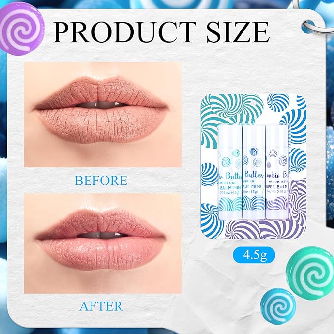 Leelosp 36 Pcs Christmas Lip Balm Candy Shapes Lipstick Set Lip Care Sugar Moisturizing Balms Natural Organic for Christmas Gifts Stocking Stuffers for Coworker Employee Winter Holiday Party Favors