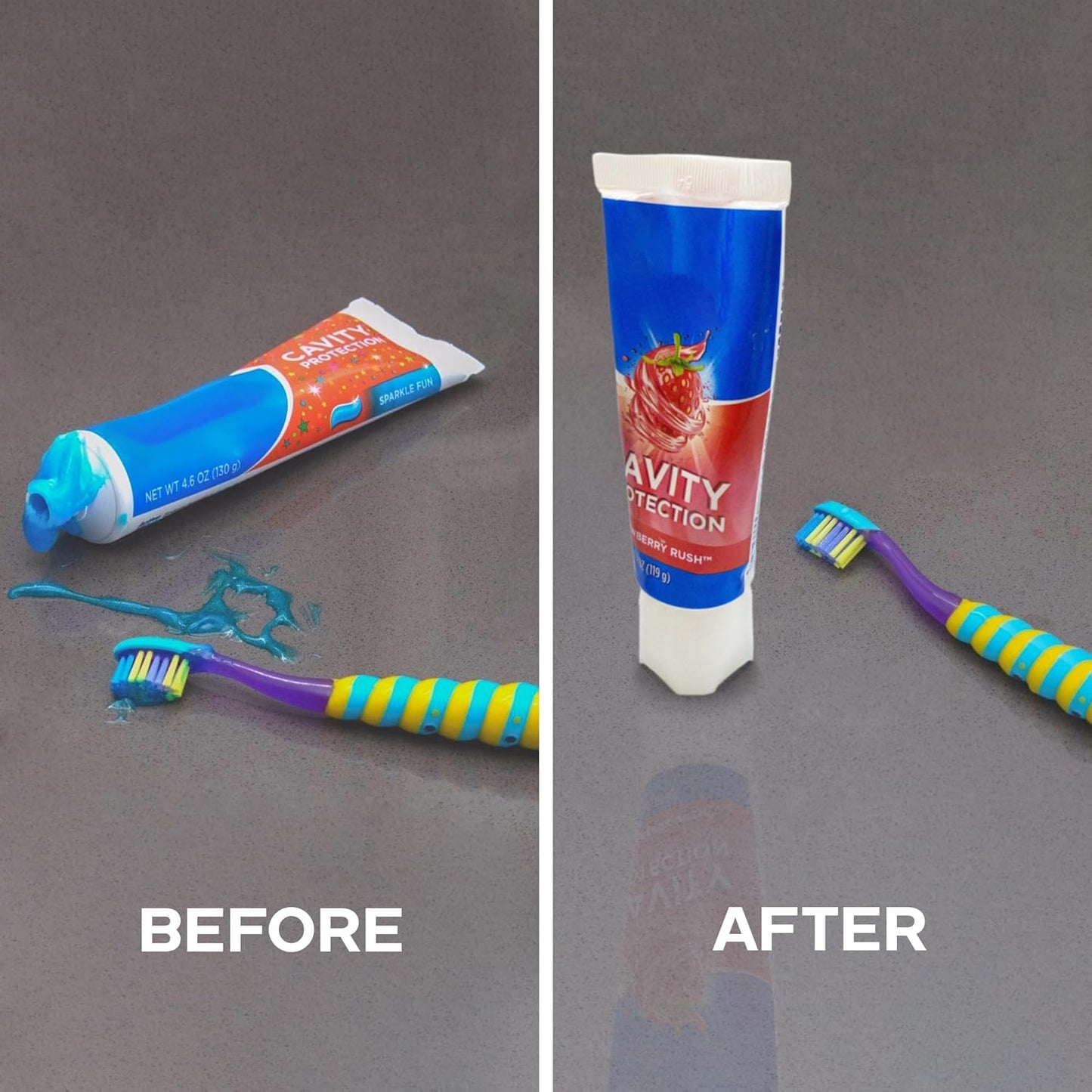 Chrome Cherry SqueezMe Self-Closing Toothpaste Caps, Silicone Lid for Kids & Adults, No Mess Toothpaste Dispenser, Easy Squeezer Cap for Tubes, Bathroom Accessory, Self-Standing Mix, Pack of 3