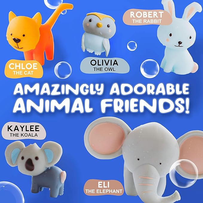 SplashEZ Bath Toys for Toddlers, Mold Free Bath Toys for Kids & Toddlers, No Hole for Bathtub, Pool, Shower Boys & Girls, 5 Animals