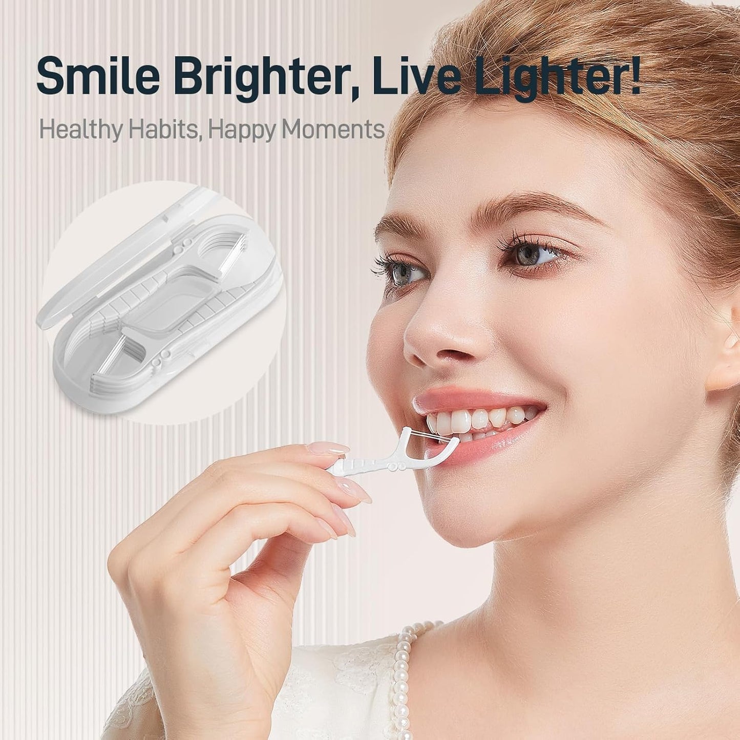 Holy Rose Dental Floss Picks Holder, Mini Flossers Portable Case 6 Box, Mint Flavor for Double String Flossing 60 Count Providing Adults Travel with Perfect Oral Care