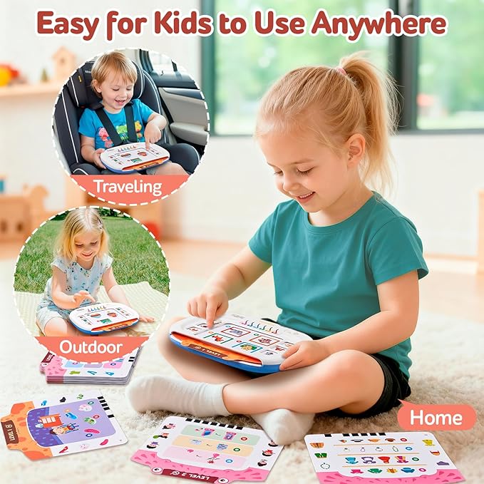 JoyCat Kids Logic Games Learning Tablet:160 Pages Flash Cards-Judgement, Matching, Ordering- Interactive Logic Training, STEM Montessori Educational Toy, Gifts for Kids 3-8