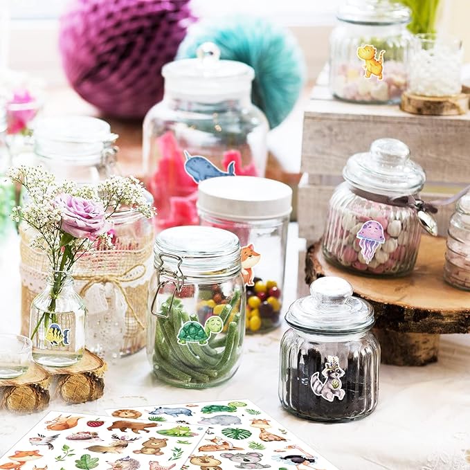 Cute Watercolor Safari Woodland Animals Dinosaur Fish Stickers 715 Count for Toddlers Kids Teens Water Bottle Stickers for Laptop Tablet Phone Case Scrapbook Binders Luggage Guitar School Supplies