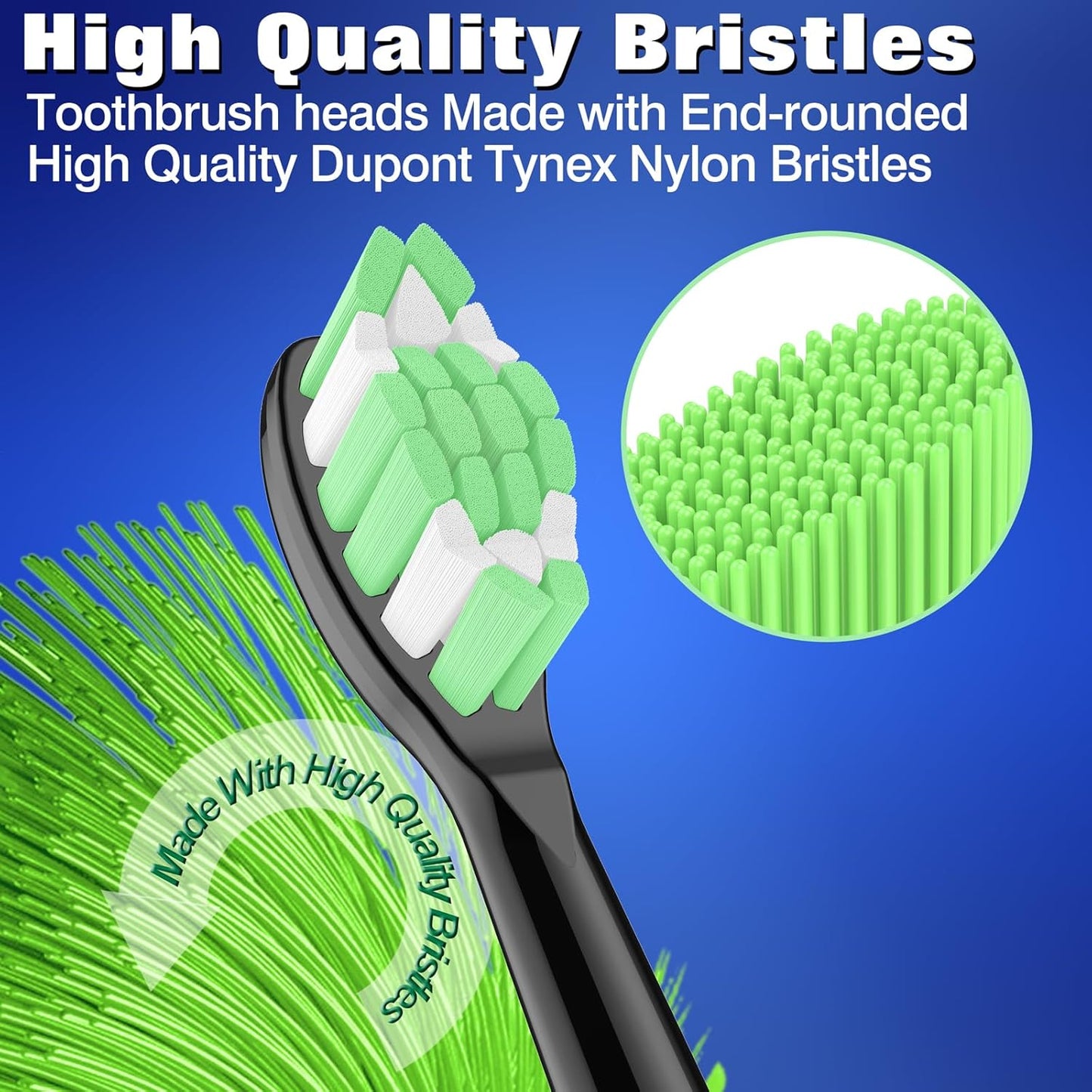 Replacement Heads for Philips Sonicare Toothbrush, Replacement Brush Heads Compatible with Phillips Sonicare Electric Toothbrush, 10-Pack, Black