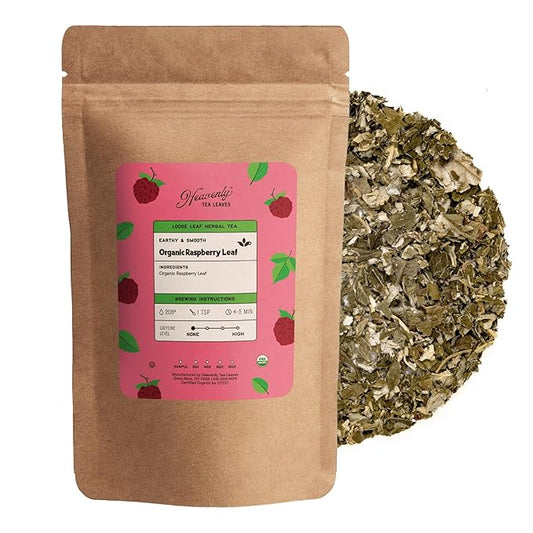 Heavenly Tea Leaves Organic Raspberry Leaf, Loose Leaf Herbal Tea, 4 oz. (Approx. 50 Cups of Tea) - Women Owned, Women's Health Herb