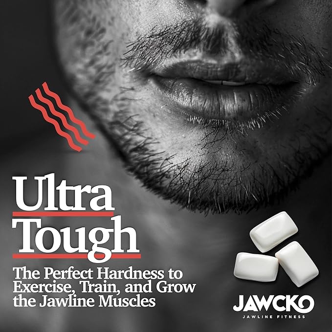 JAWCKO Ultra-tough Jawline Chewing Gum | Get a Stronger, Squarer Jawline | Cinnamon Jaw Training Hard Gum | Chisel, Sculpt, & Tone your Jaw | 15X Hardness | Facial Fitness Mewing Gum | 40 Pieces/Pack
