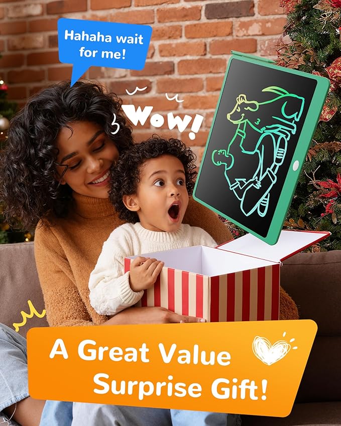 KOKODI LCD Writing Tablet, 16 Inch Colorful Toddler Doodle Board Drawing Tablet, Erasable Reusable Electronic Drawing Pads, Educational and Learning Toy for 3-6 Years Old Boy and Girls(Green)