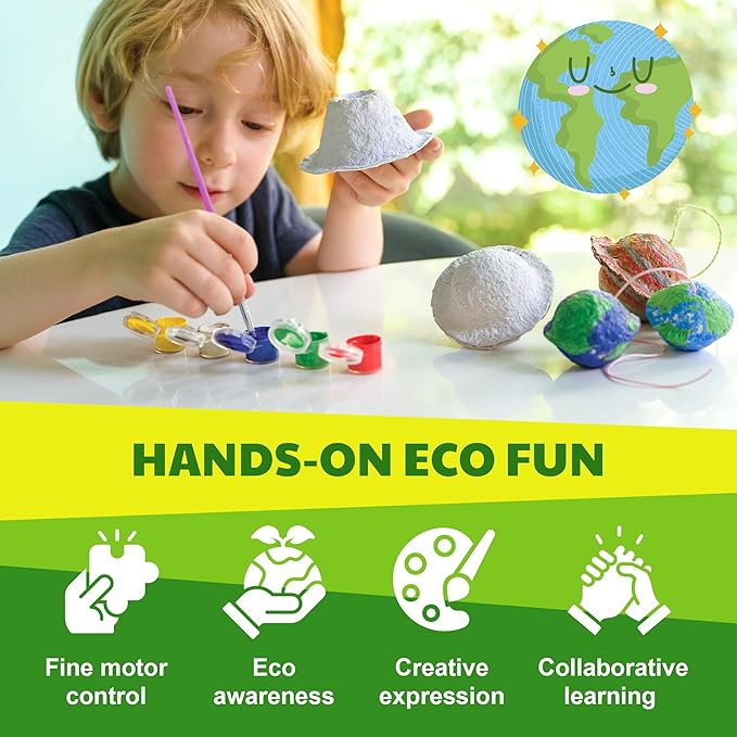 4M - STEAM Green Paper Crafts - Make Recycled Papers, Flower Pressing Art - Eco-Friendly STEAM Craft Paper Kit for Kids Ages 5+ - Learn Sustainability Through Creative Activities