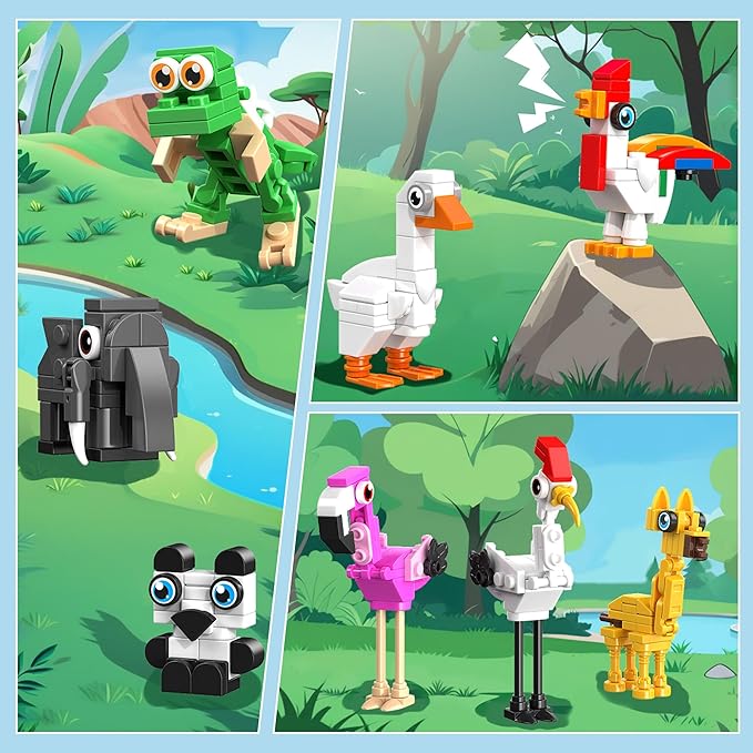 32 Packs Party Favors Building Block Sets for Kids,Mini Animal Building Toys for Classroom Prizes,Goodie Bag Stocking Stuffers,Valentines Day Christmas Birthday Gifts for Girls Boys Age 8-12