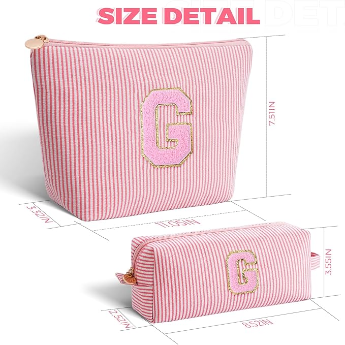 Personalized Makeup Bag for Women Girls - Fashion Cosmetic Bag Trendy Travel Toiletry Bag with Initials Letter - Teen Gifts - Peach,G