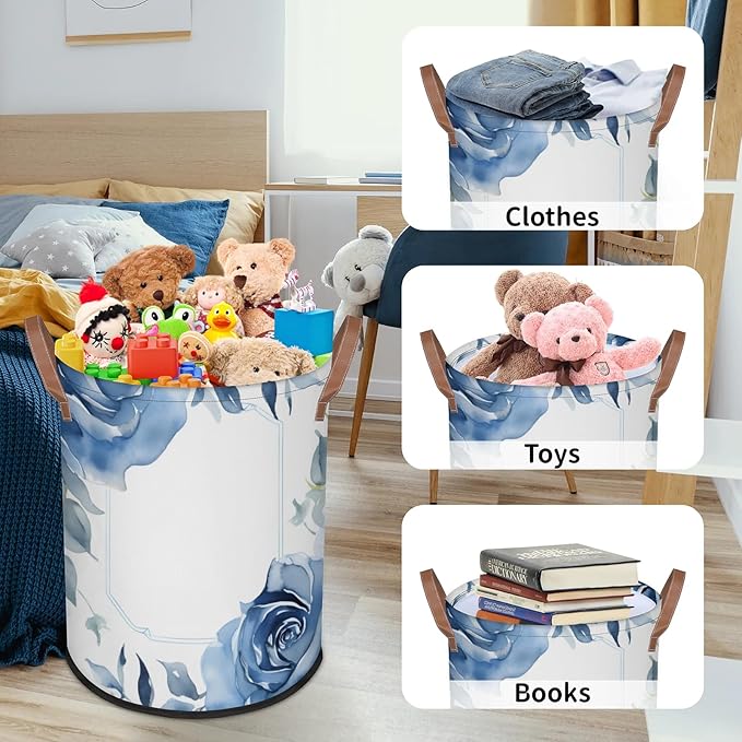 62L Rose Laundry Basket for Clothes Books Toys Adult Kids Rotundity Laundry Hampers Bin for Bathroom Kitchen Hotel
