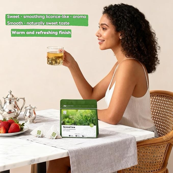 luoptea Fennel tea bags ，Premium Whole Fennel Seeds,100% Natural Material tea bags. Handmade Herbal Tea, Eco-Friendly.No Suger，No Caffeine，vegan(30bags)