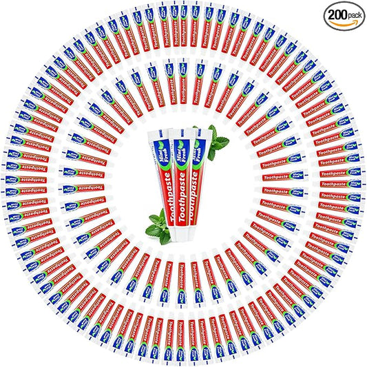 200 Tubes Bulk Travel Size Mini Toothpaste, 0.35 oz Disposable Mint Flavor Pocket Teeth Paste Small Essential Toothpaste for Travel, Home/Hotel/Guests/Charity/Homeless/Camping Oral Care (Single Use)