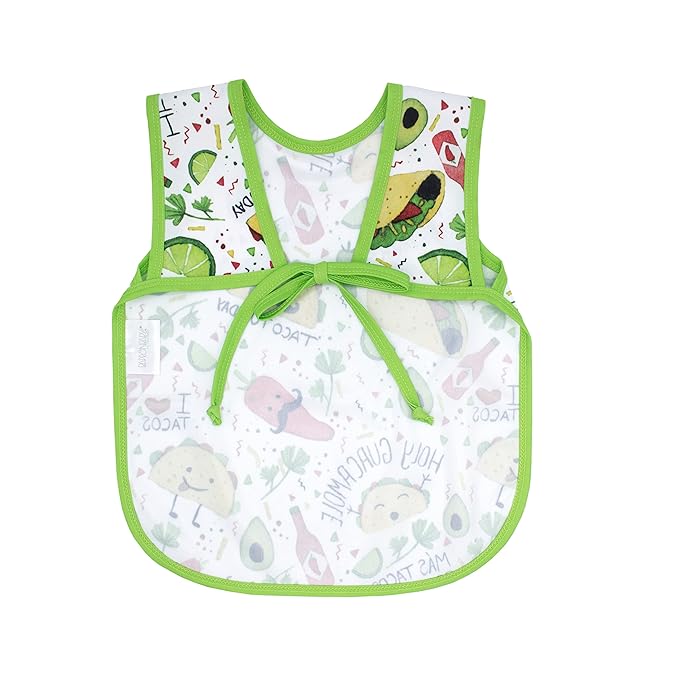 BapronBaby Taco Party Bapron - No Neck Tie Safer Bib for Baby & Toddler - Soft Waterproof Stain Resistant - Machine Washable - Sz Baby/Toddler 6m-3T