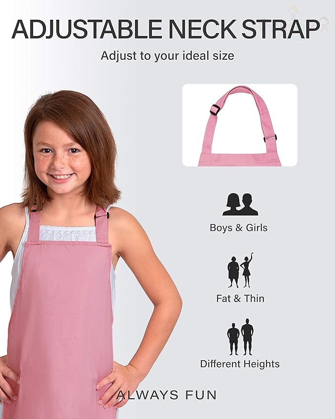 Kids Apron, Medium, 100% Cotton With An Adjustable Strap to fit All Ages