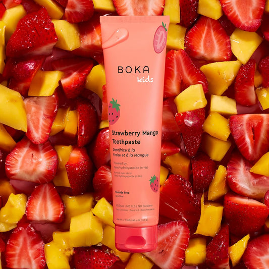 Boka Fluoride Free Toothpaste Nano Hydroxyapatite Toothpaste - Strawberry Mango Flavor, 4 oz 3Pk US Manufactured