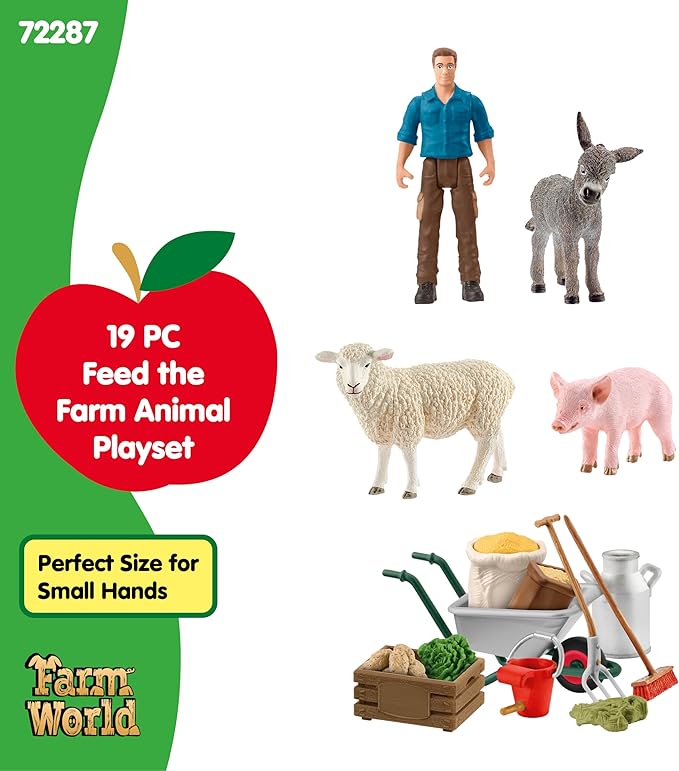 Schleich Farm World - Animal Feeding Playset for Boys and Girls - Farm Animal Toys for Imaginative Play - Kids Ages 3+| 72287