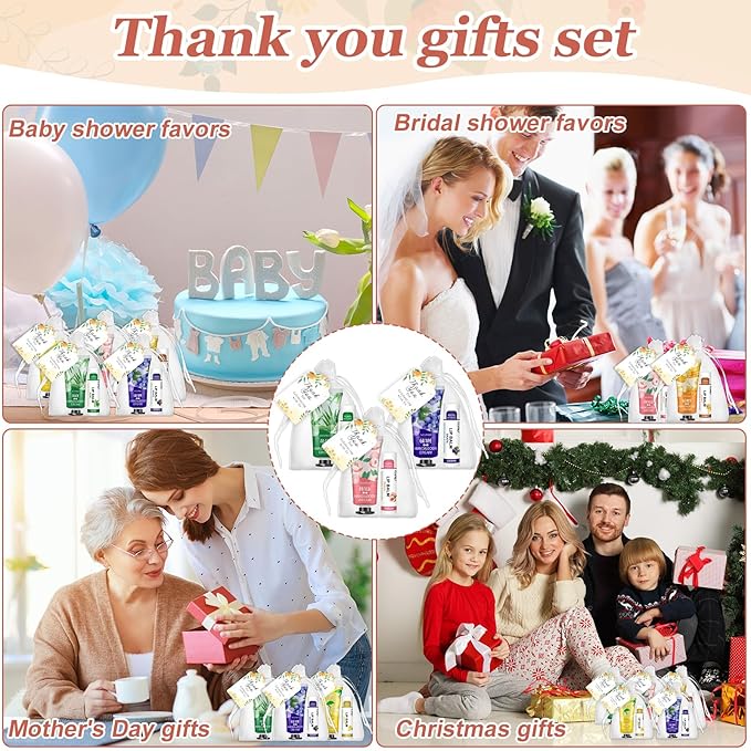 30 Sets Bulk Hand Cream and Bulk Lip Balm Gifts, Stocking Stuffers for Women, Wedding Favors for Guests with Thank You Card and Organza Bags, Christmas Gifts, Employee Appreciation Gifts