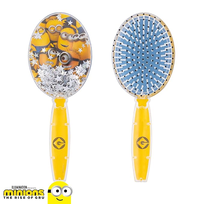 Minions Kids Hair Brush with Sparkling Stars Confetti - Ages 3+