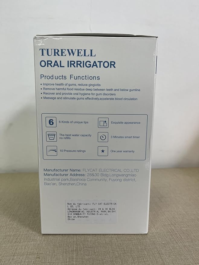 TUREWELL Water Dental Flosser for Teeth/Braces, Water Teeth Cleaner 8 Jet Tips and 10 Pressure Levels, 600ML Large Water Tank Oral Irrigator for Family(White)