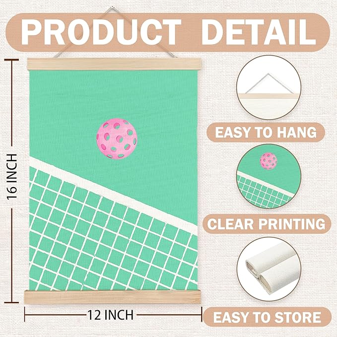 FDHSPAAM Pickleball Wall Art Decor, Gifts for Pickleball Lovers Players, Green Pickle Ball Wall Art Posters for Boys Bedroom Gym Sports Room Man Cave, 12x16 Inch Set of 2