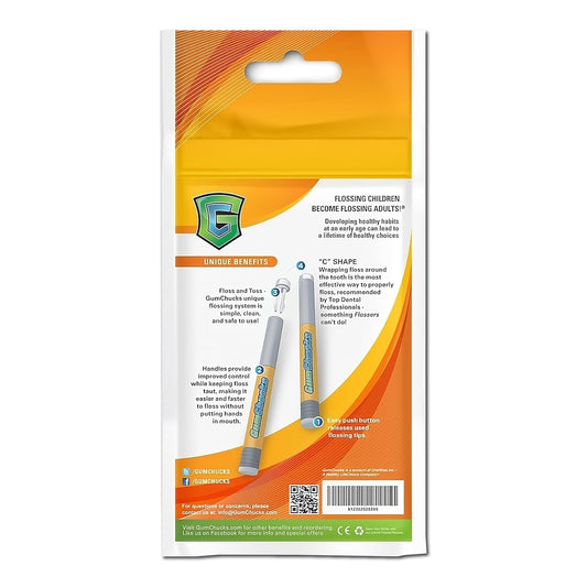 GumChucks Orthodontic Flossers Dental Floss - Floss for Braces - Brace Floss Picks - Gum Flossing Picks - Ortho Dental Flossers (Kids Starter Pack)