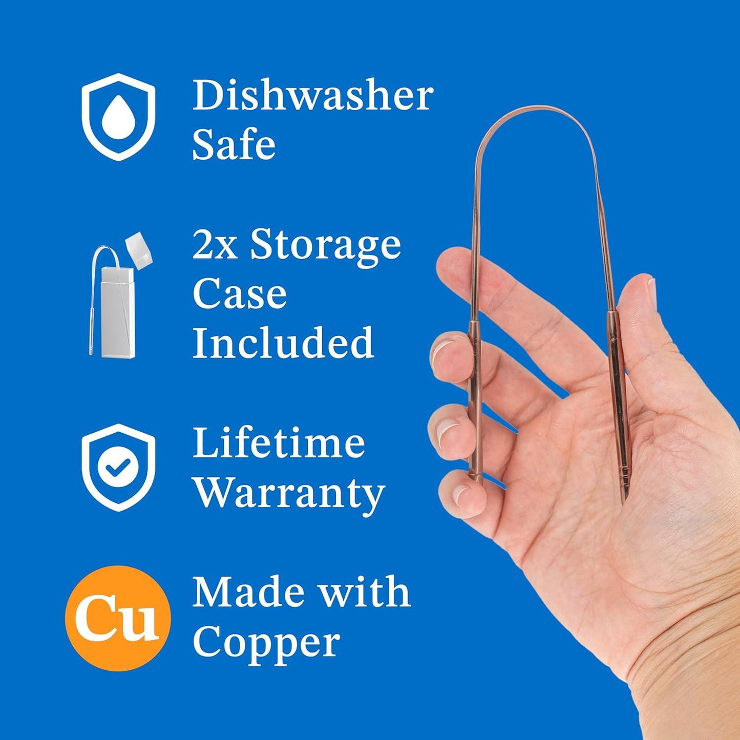 Mouthology Copper Tongue Scraper for Adults (2 Pack), Reduce Bad Breath, Metal Tongue Scraper, Tongue Cleaner, Tongue Scraper, Tongue Scrubber, Tongue Cleaner for Adults, Tongue Scraper Reusable