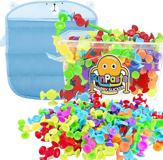 165Pcs Suction Cup Toy Bath Sensory Toys for Kids Genius Suckers Building Toys Party Favor Gift for 3 4 5 6 Year Old Boy Girl Toddler Travel Fidget Window Toy with Storage Organizer