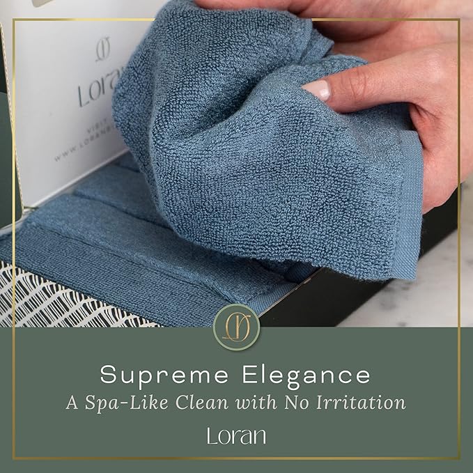 Tidal Blue Facial Washcloths Set of 6 Soft Cloths 10” x 10” 100% Viscose Derived from Bamboo Spa-Like Feel Silky Face Cloth for Skin Cleansing