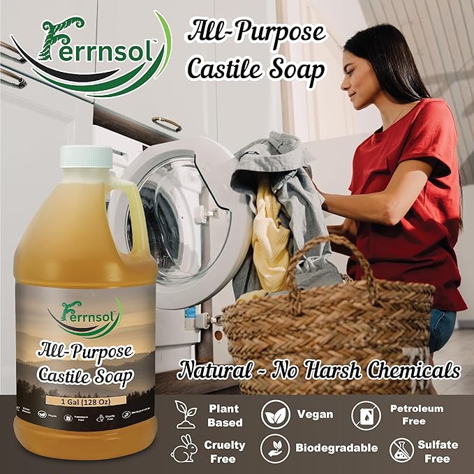 AP Castile Soap Liquid (1 Gallon) – Unscented, Fragrance-Free, Refill – Natural All-Purpose Soap for Home, Hands, and More – Gentle, Non-Toxic formula – 128oz - Made in USA