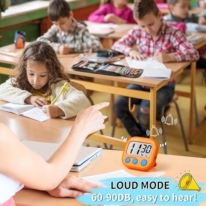 Classroom Timers for Teachers Kids Large Magnetic Digital Timer Teacher Supplies 2 Pack-Orange Purple