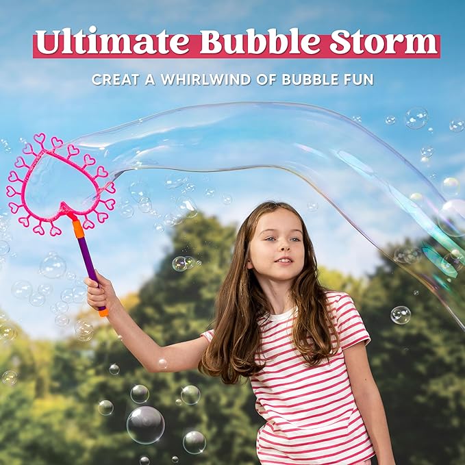 JOYIN Big Bubble Wands Set, Giant Bubble Wand Toys with Tray Bulk for Kids Adults, Summer Toys, Birthday Party Favors, Outdoor Activities, Easter Basket Stuffers