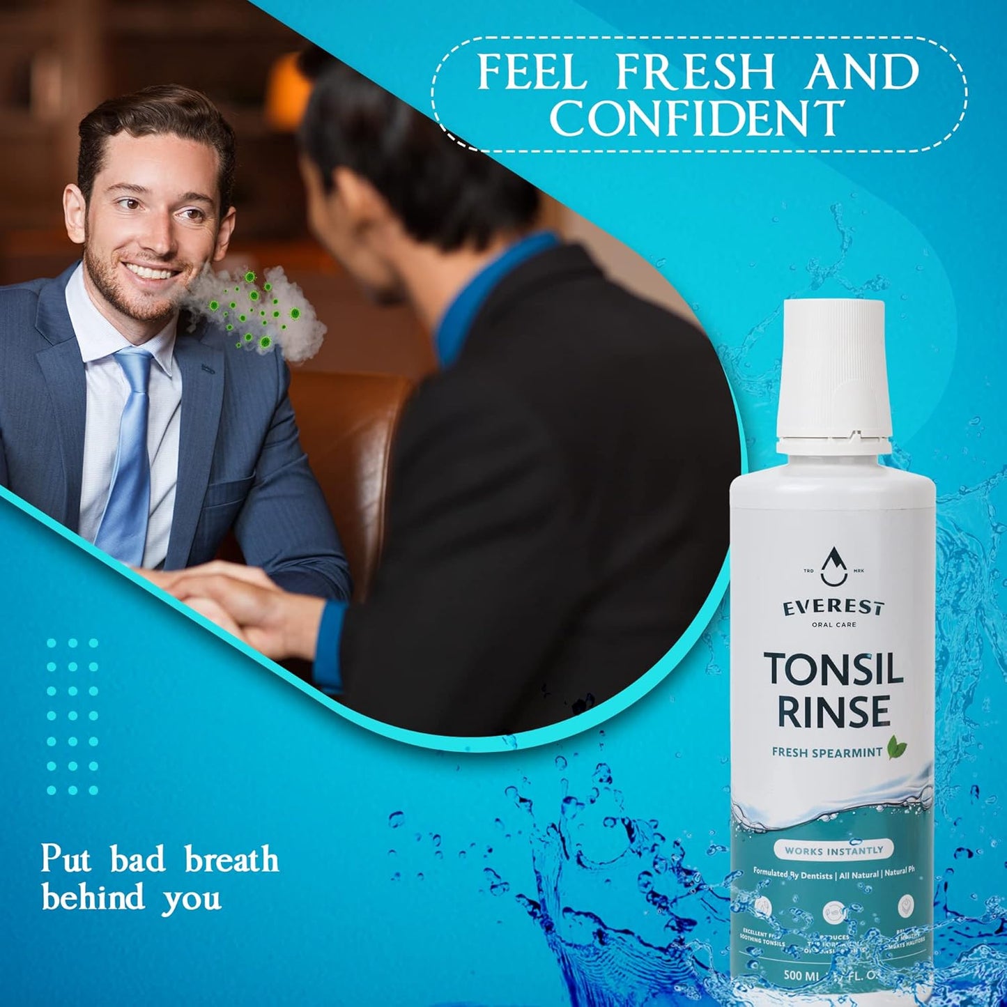 Everest Mouth Wash & Tonsil Stone Remover – Natural Mouthwash or Oral Rinse Liquid to Help Soothe Tonsils, Fight Bad Breath, & Relieve Dry Mouth – Paraben & Alcohol Free Mouthwash