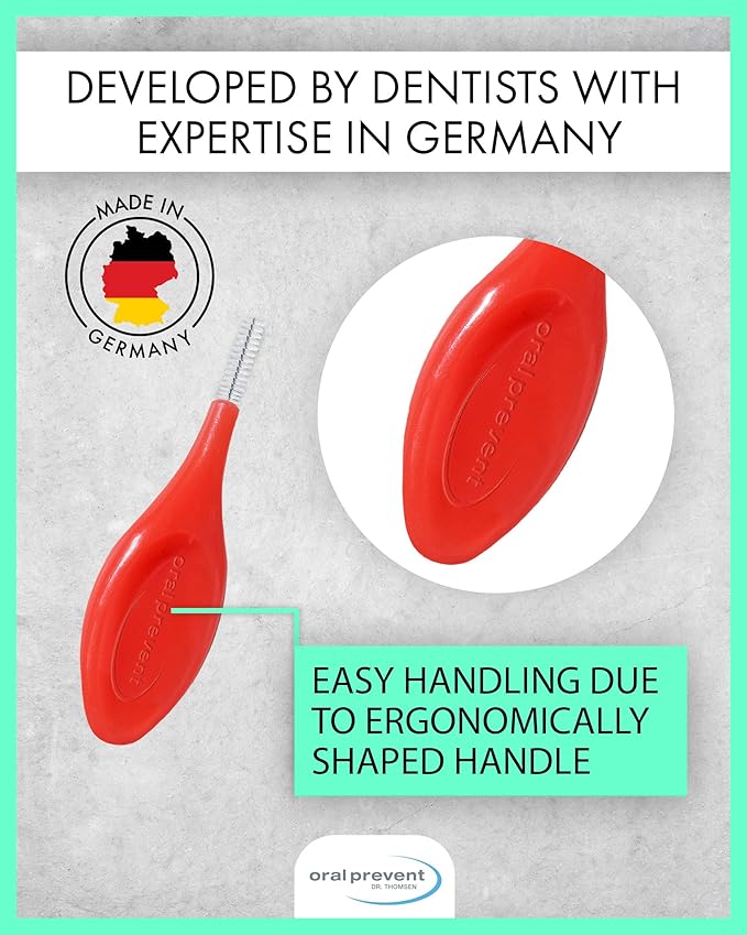 Smart Grip Interdental Brushes 0.60 mm – Red – ISO 3 – Deep Cleaning Between Teeth – Ultra-Fine Dental Picks – 24 Pack