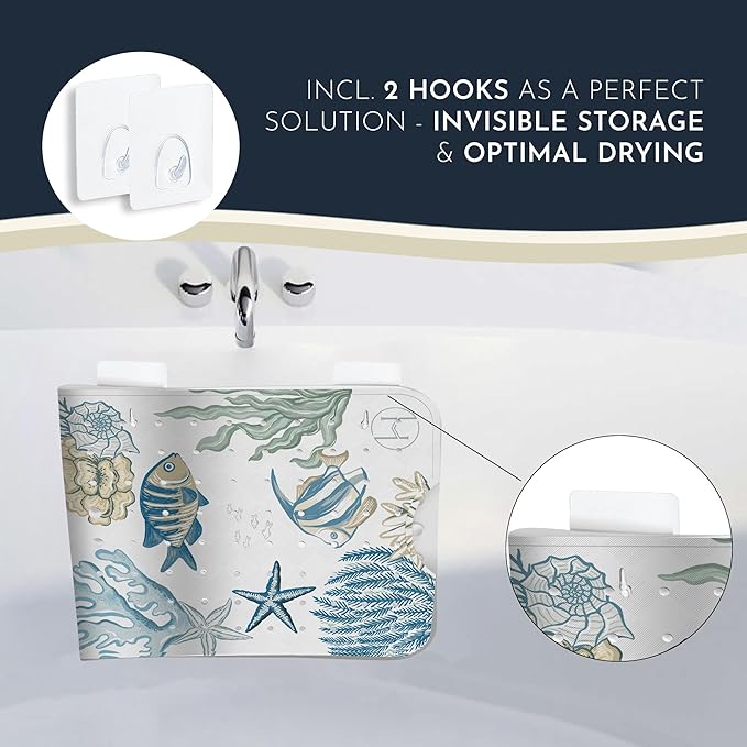 Homerella Baby Bath Tub Mat | Anti Mold Mildew Resistant Non Slip Kids and Adult Bath Tub Shower Mats | 40x16 inch Long with Suction Cups for Secure Grip Hooks for Storage & Drying | Machine Washable