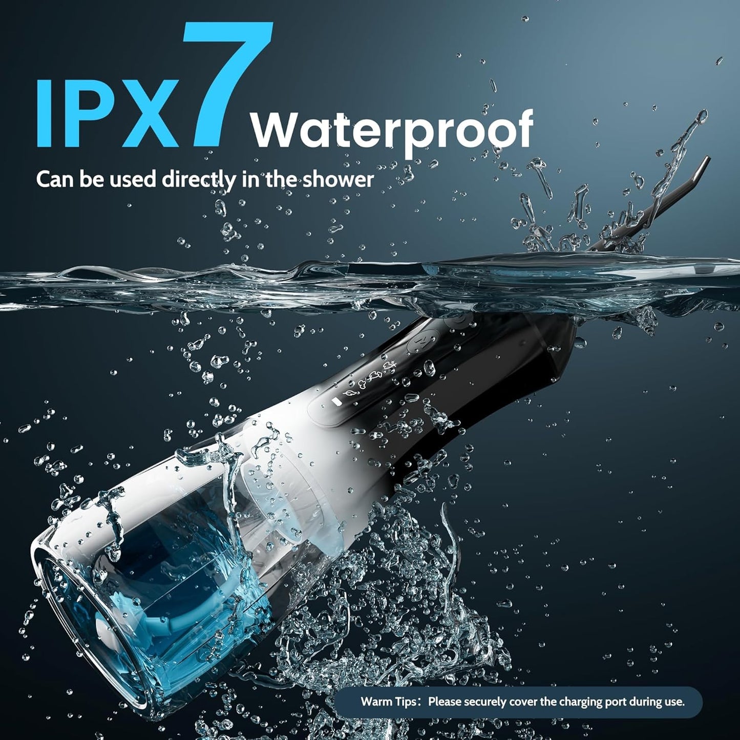 Water Flossers for Teeth, Electric Floss for Adults & Kids, Water Dental Picks, Cleaning and Flossing, Portable Flossers for Travel Size, Gums, Dental Care with Travel Bag, Waterproof - Black/White