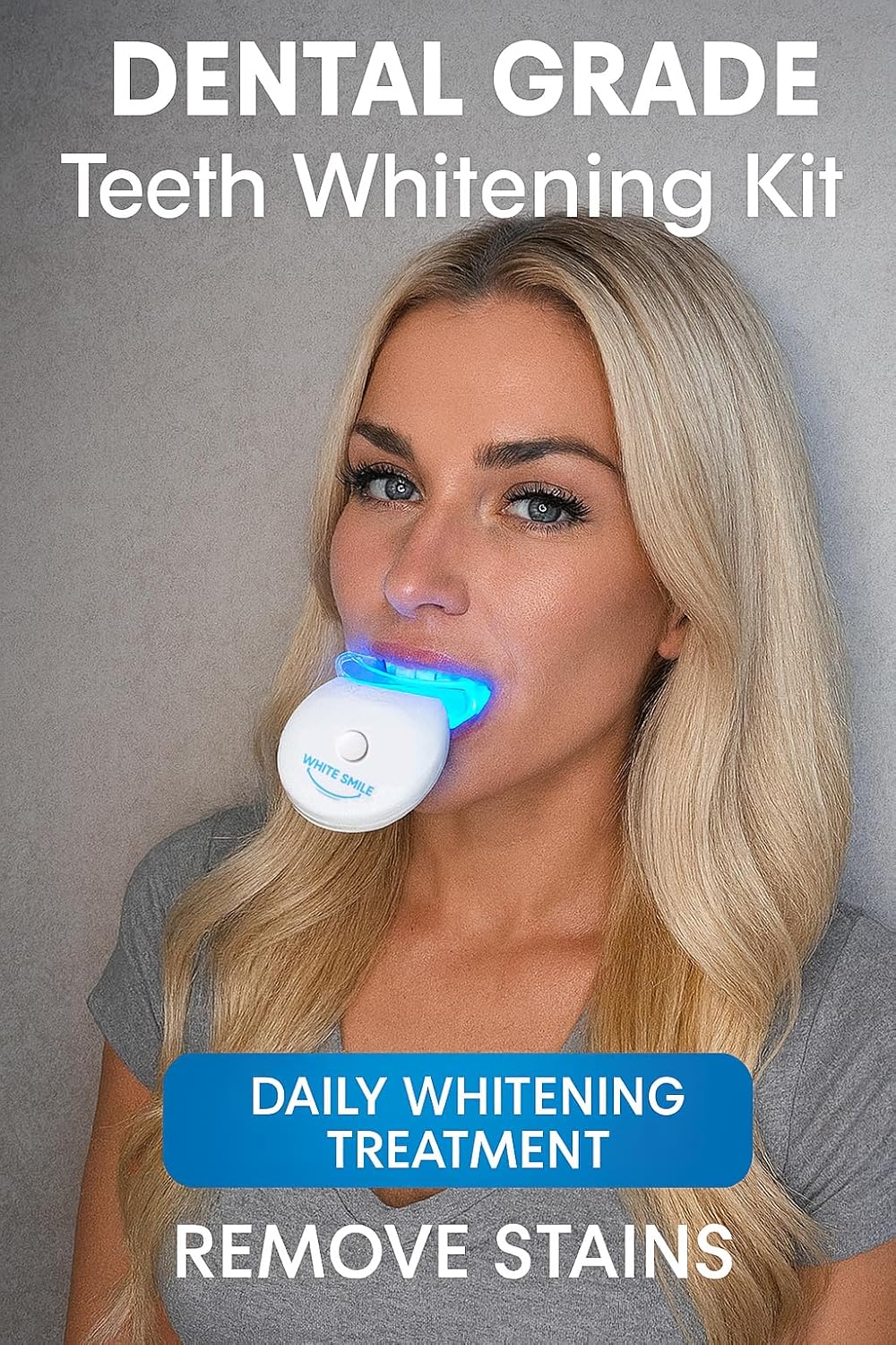 WHITE SMILE Teeth Whitening Kit, LED Light System, 35% Carbamide Peroxide 3 Gel Syringes, 10-Minute Treatment, Non-Sensitive Formula