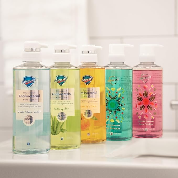 Safeguard Liquid Hand Soap, Micellar Deep Cleansing, Washes Away 99% Bacteria, Made with Natural Moisturizers, Enriched with Skin Conditioners, PH Balanced, Sun Seeker Scent 15.5 oz (Pack of 4)
