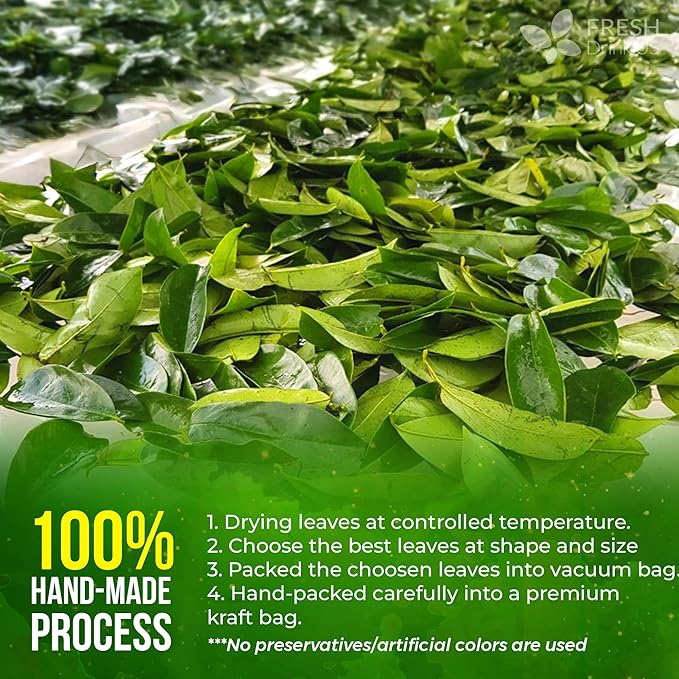 FreshDrinkUS, 120+ Premium Soursop Graviola Dried Leaves Tea, 40 Cups, 120-130 Natural Leaves, Whole Leaves, Wildcrafted, Graviola, Hoja Guanabana, Soursop Loose Leaf Herbal Tea, No Gluten, Vegan